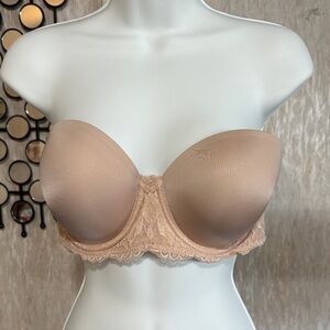 Strapless Lace-Trim Underwire Bandeau Bra - Nude Blush